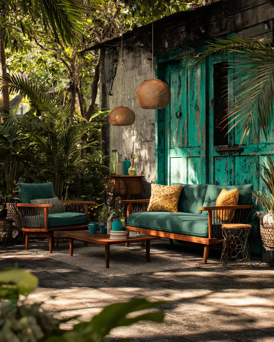 Emerald Green Boho Patio Decor Ideas