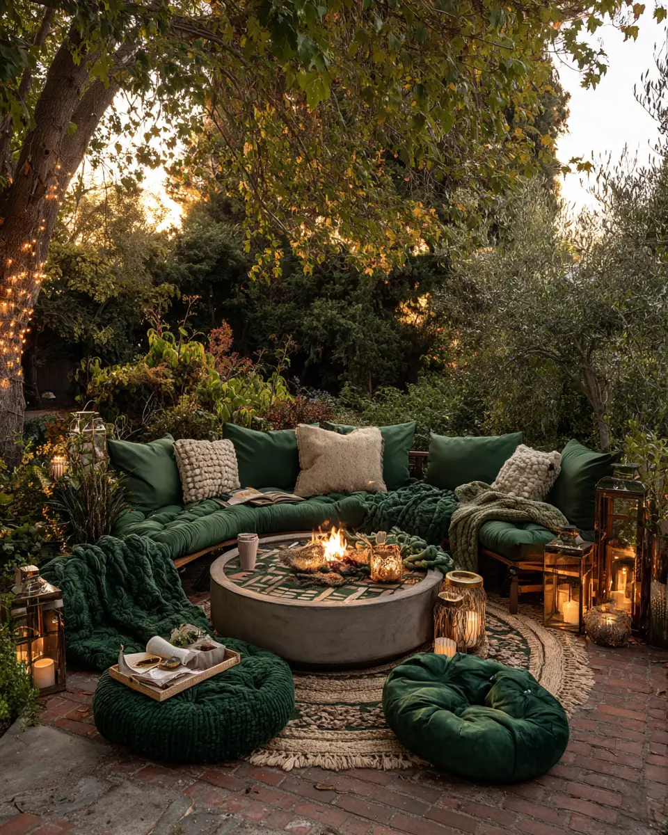 Emerald Green Boho Patio Decor Ideas