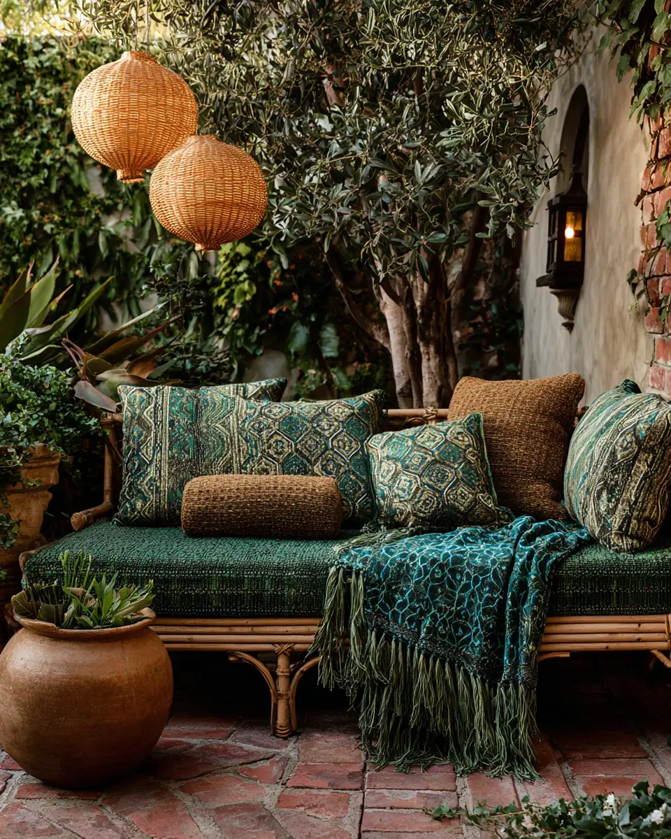 Emerald Green Boho Patio Decor Ideas