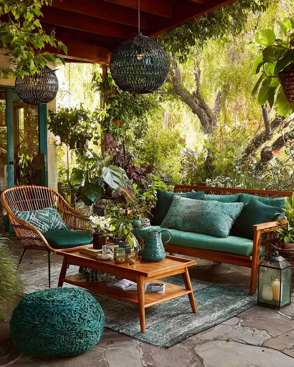 Emerald Green Boho Patio Decor Ideas