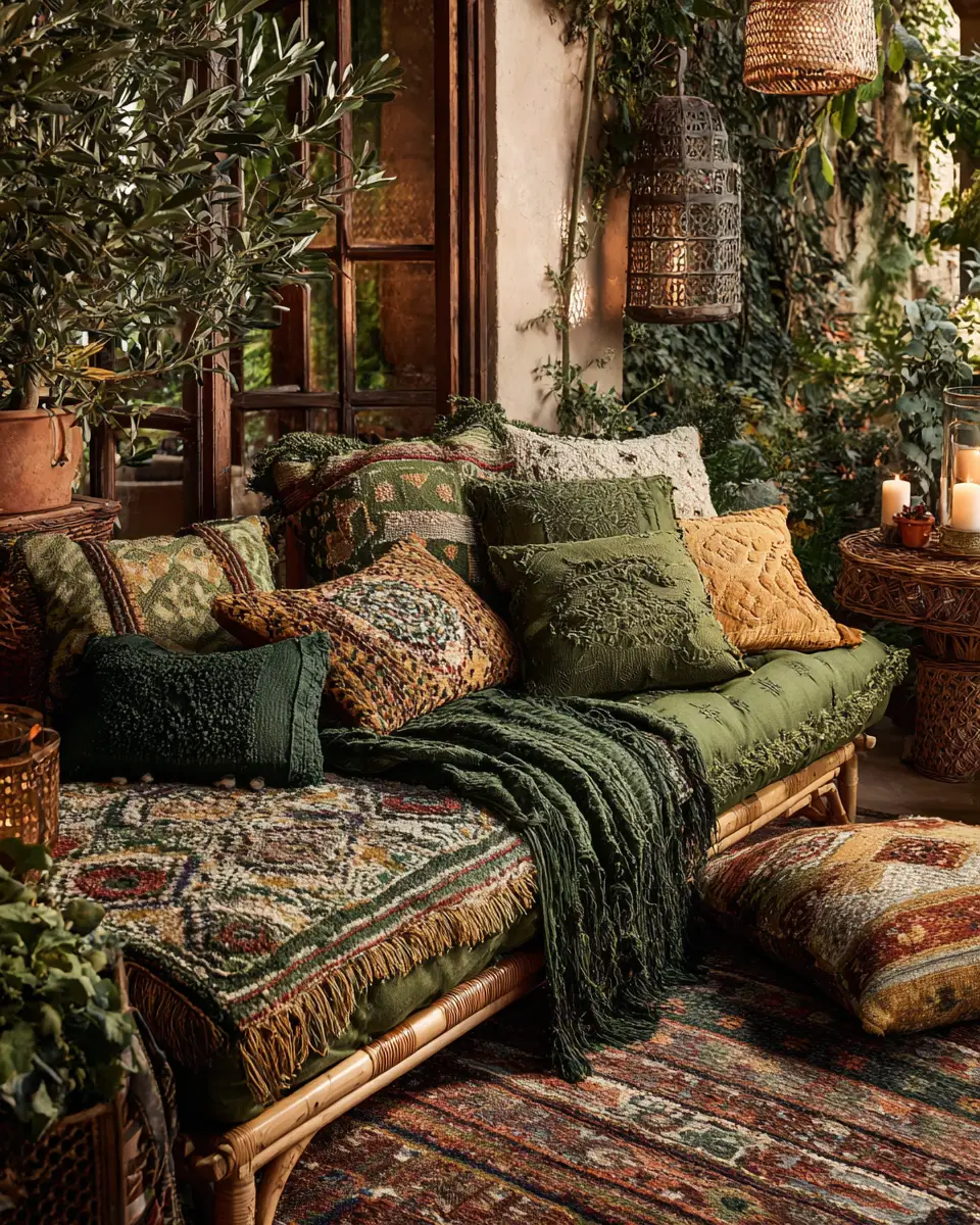 Emerald Green Boho Patio Decor Ideas