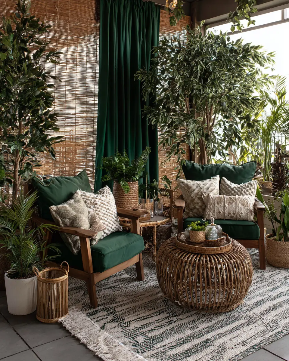 Emerald Green Boho Patio Decor Ideas