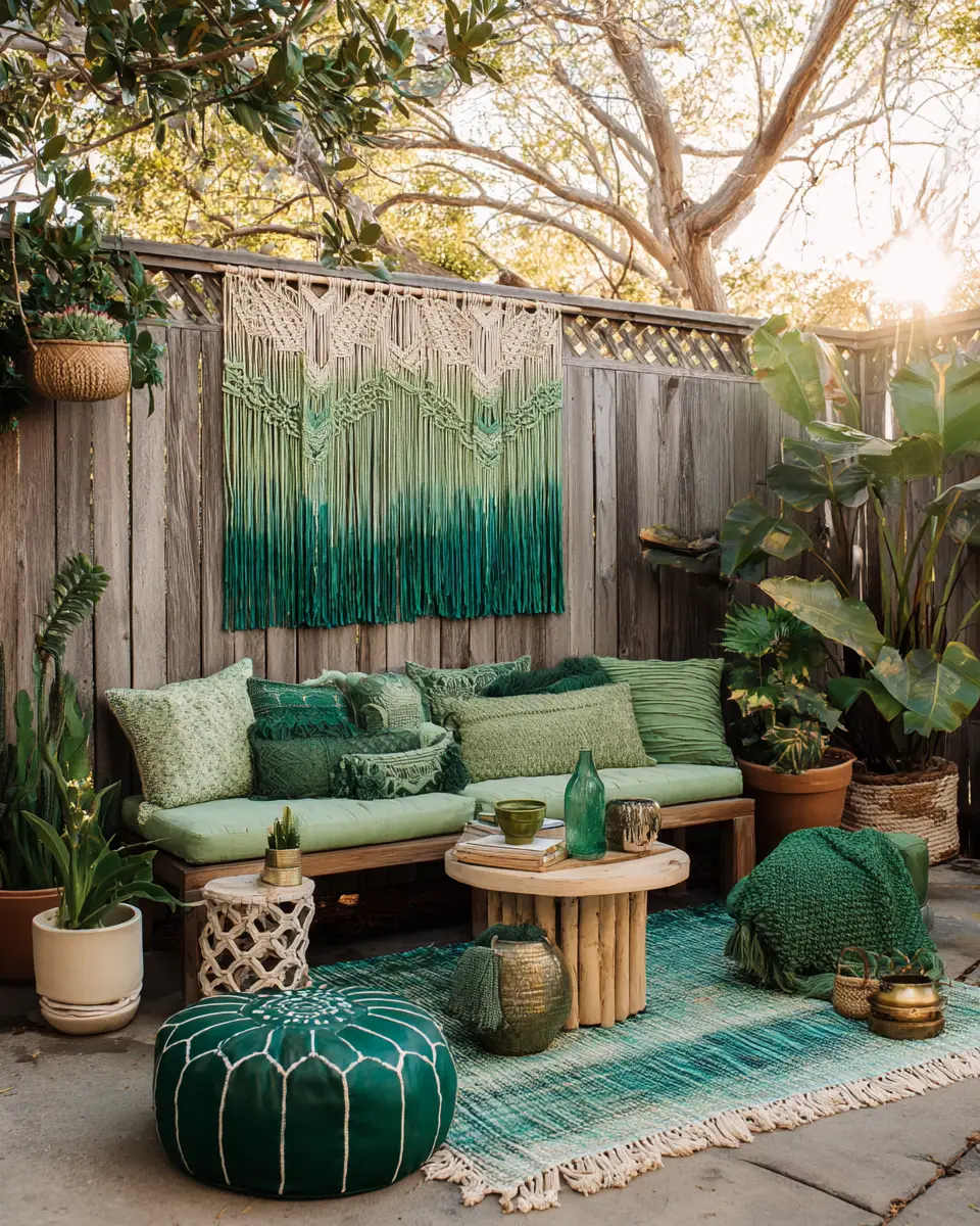 Emerald Green Boho Patio Decor Ideas