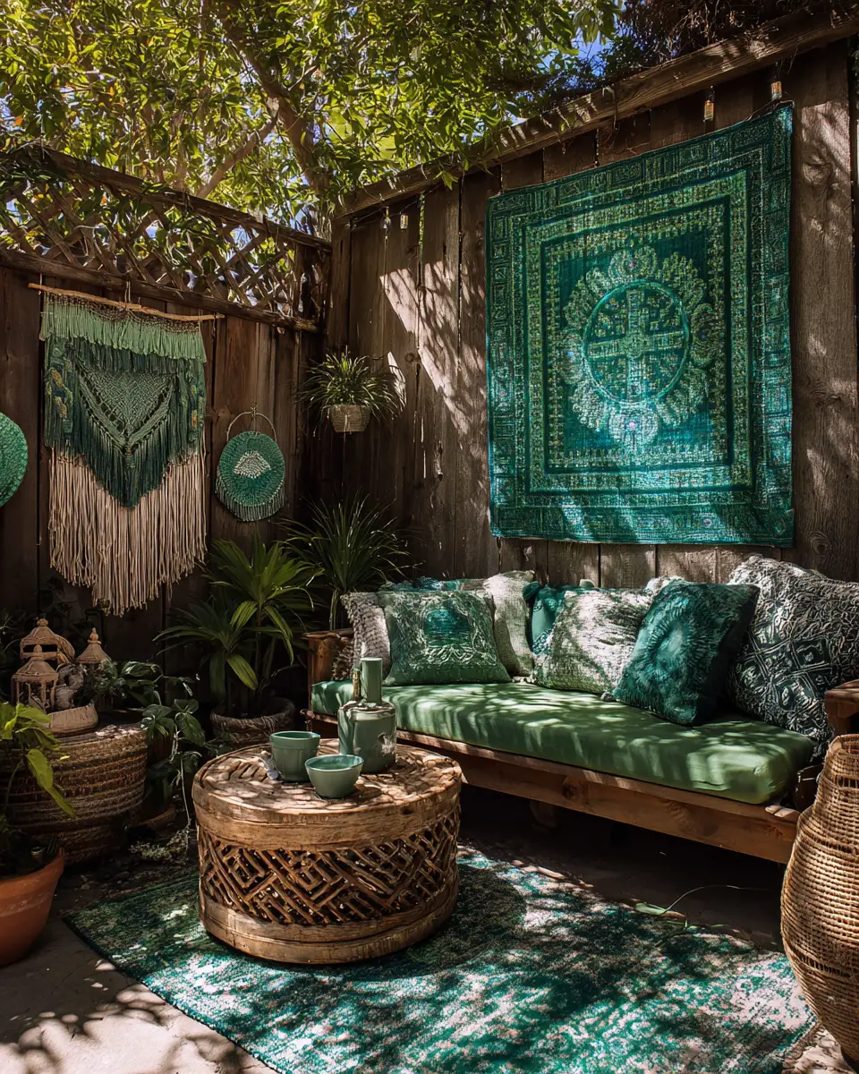 Emerald Green Boho Patio Decor Ideas