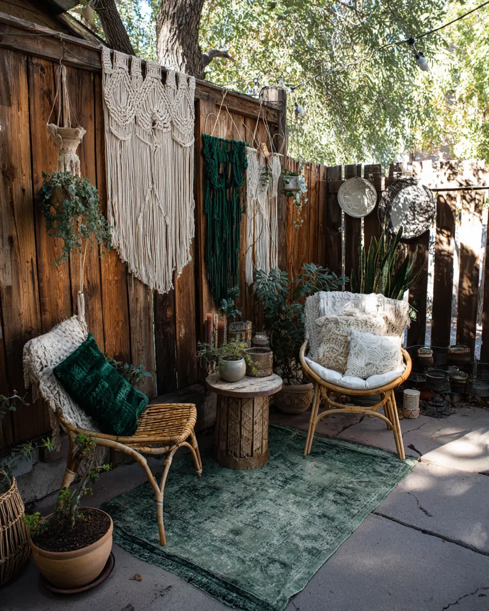 Emerald Green Boho Patio Decor Ideas