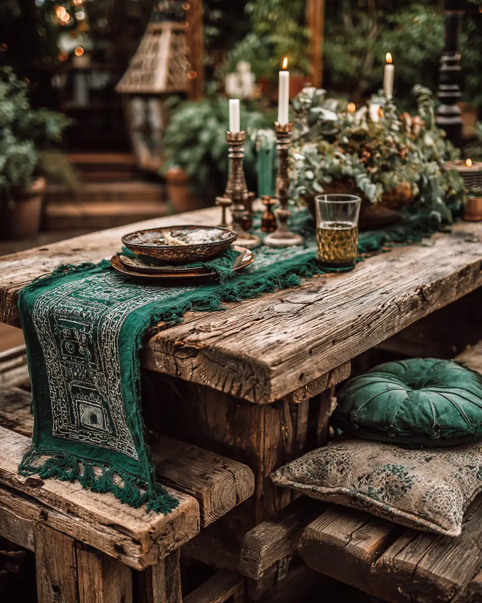 Emerald Green Boho Patio Decor Ideas