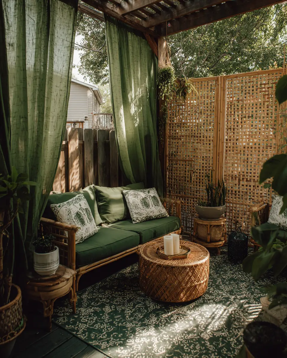 Emerald Green Boho Patio Decor Ideas