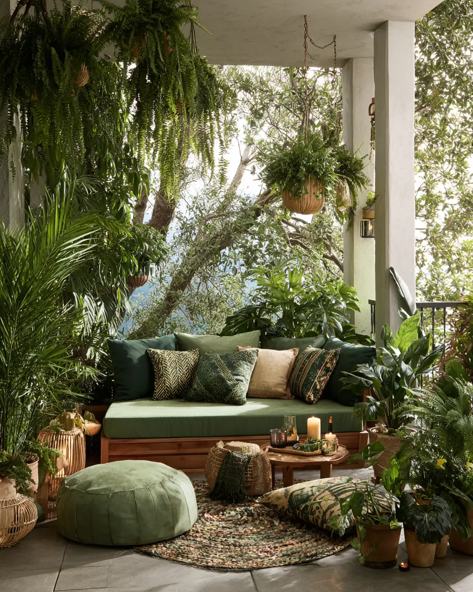 Emerald Green Boho Patio Decor Ideas
