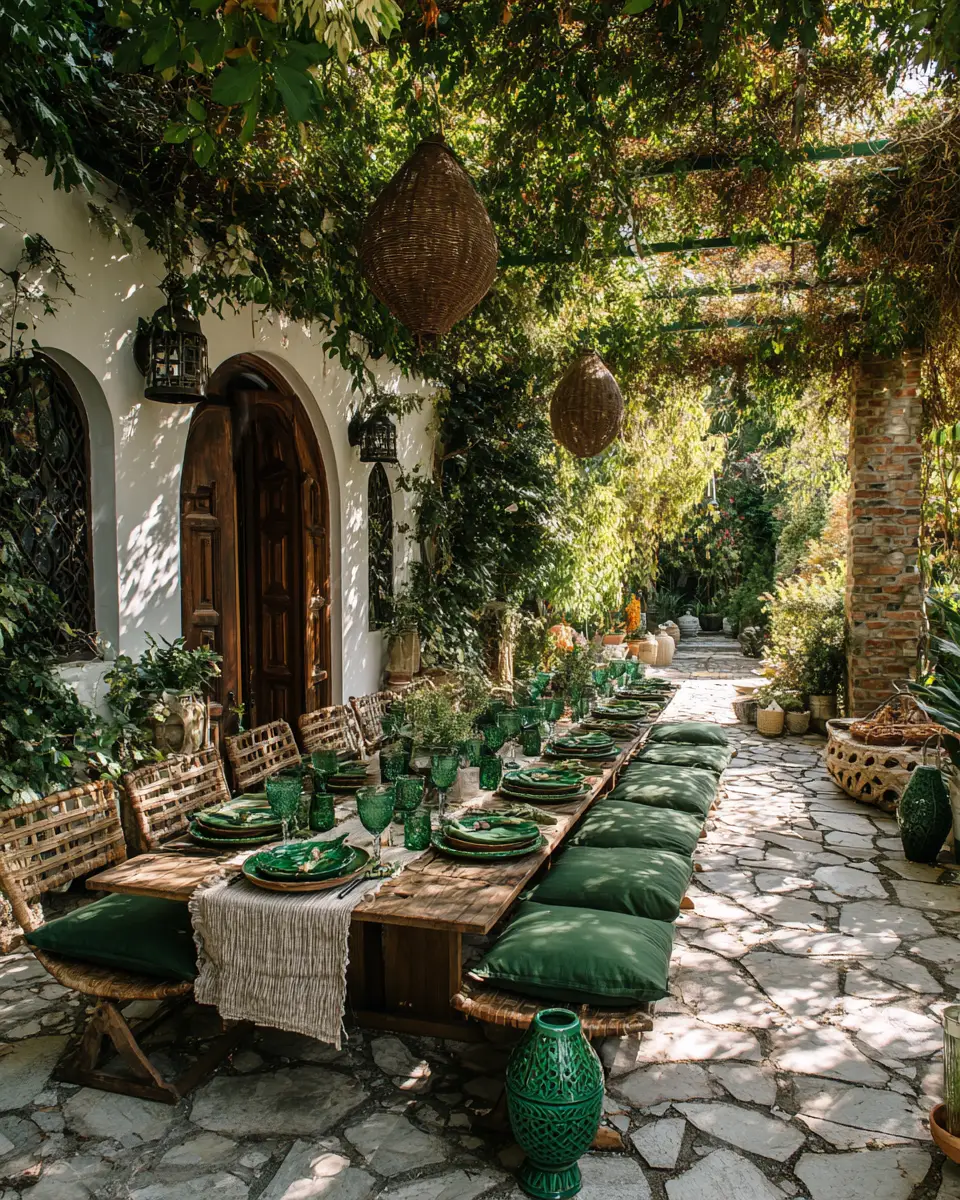 Emerald Green Boho Patio Decor Ideas