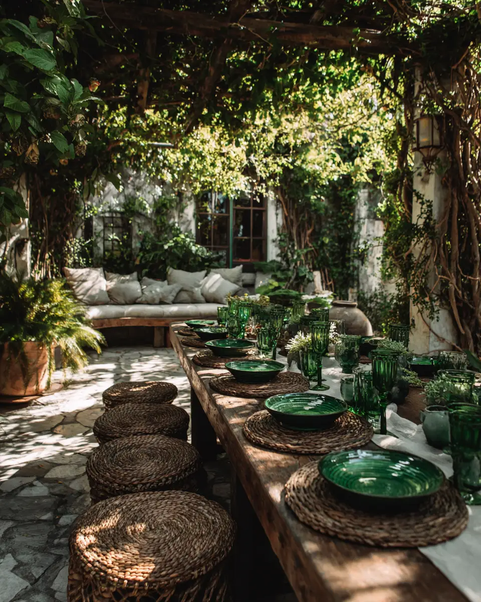 Emerald Green Boho Patio Decor Ideas