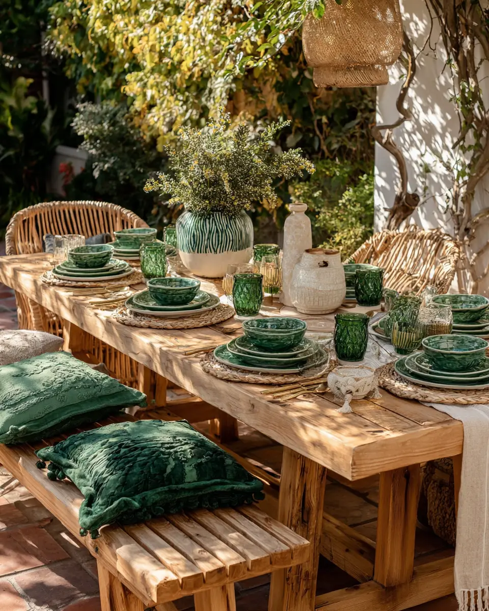 Emerald Green Boho Patio Decor Ideas