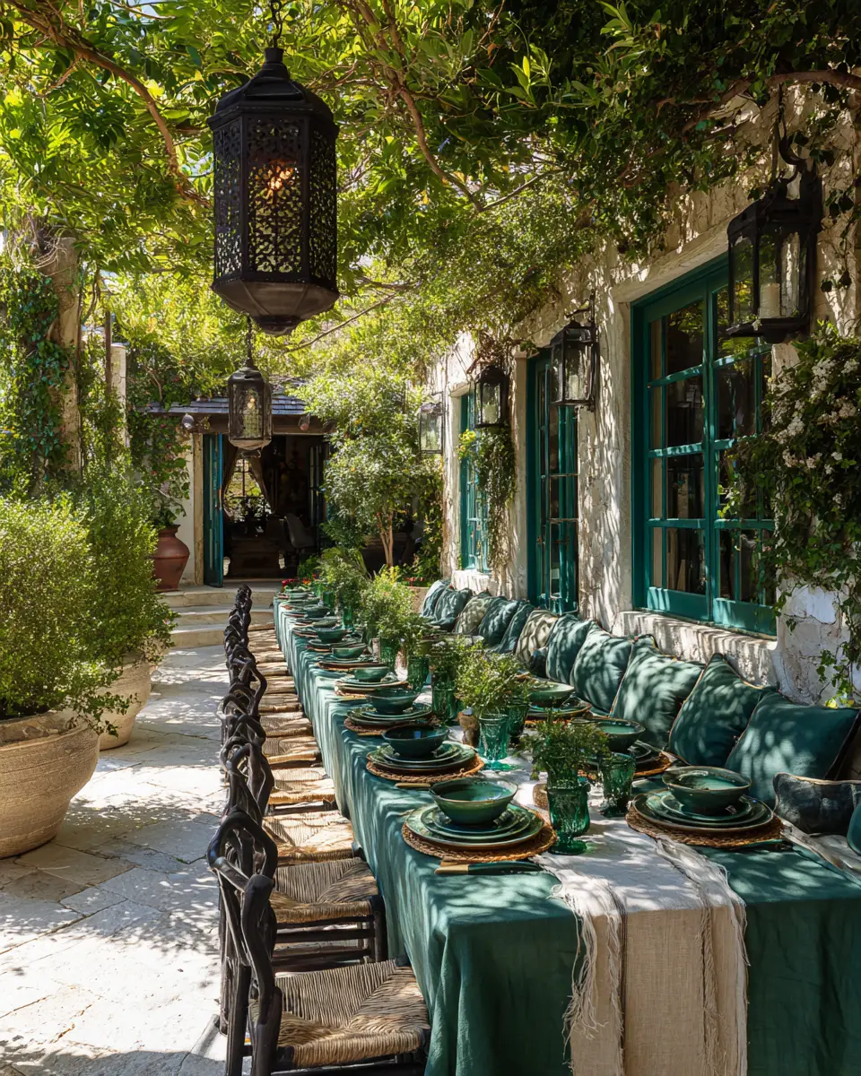 Emerald Green Boho Patio Decor Ideas