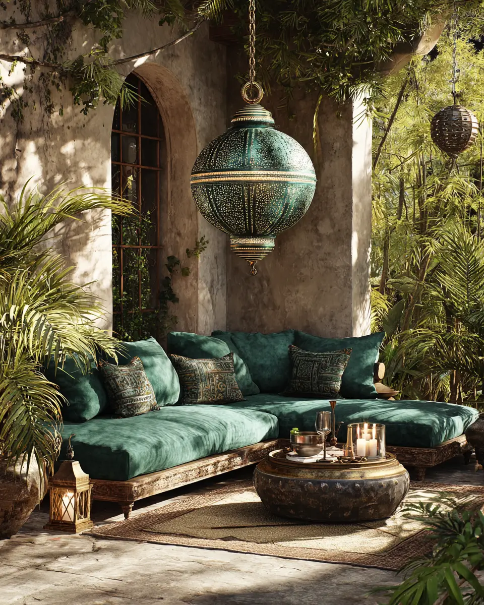 Emerald Green Boho Patio Decor Ideas
