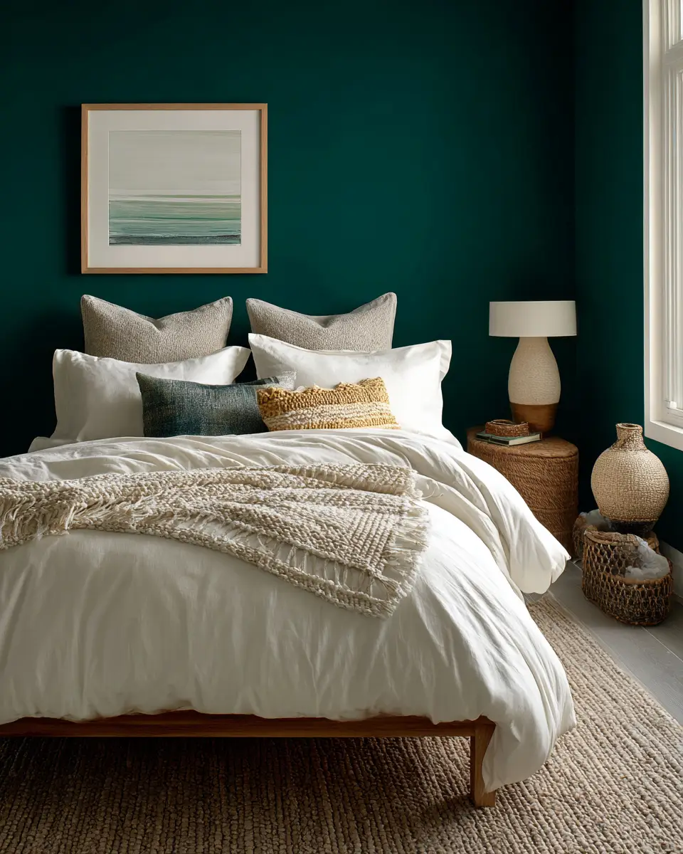 Emerald Green Coastal Bedroom Decor Ideas
