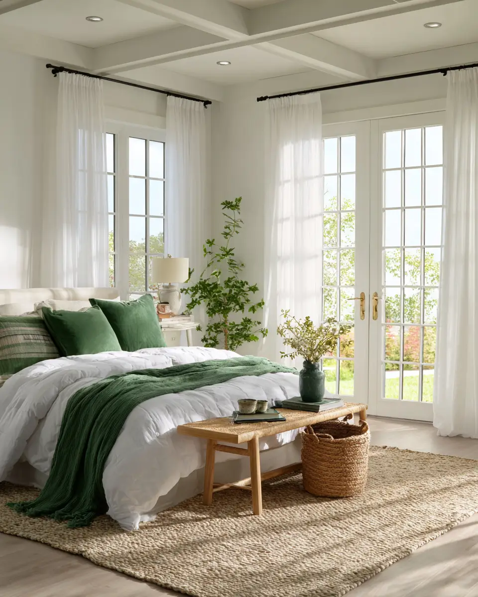 Emerald Green Coastal Bedroom Decor Ideas