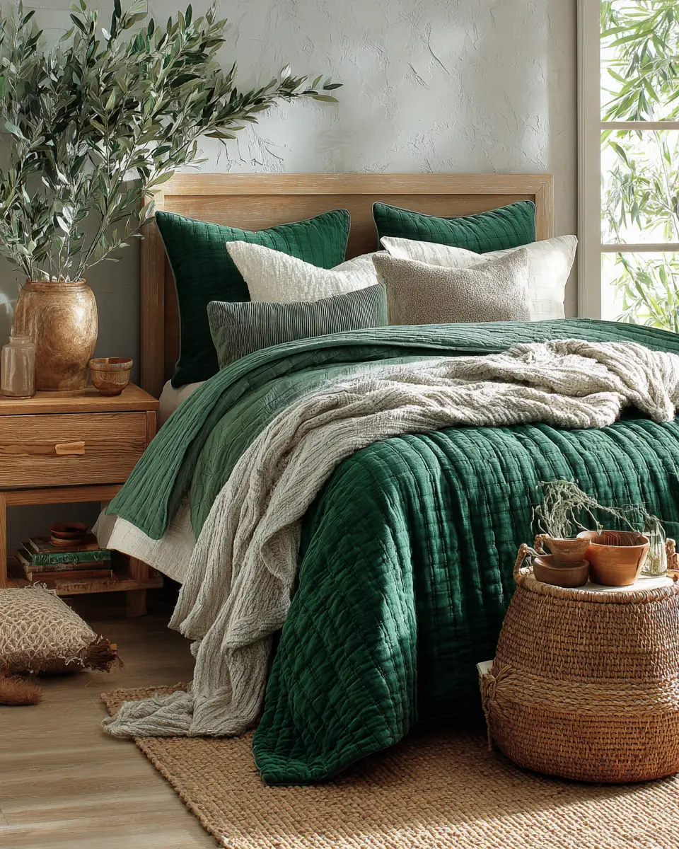 Emerald Green Coastal Bedroom Decor Ideas
