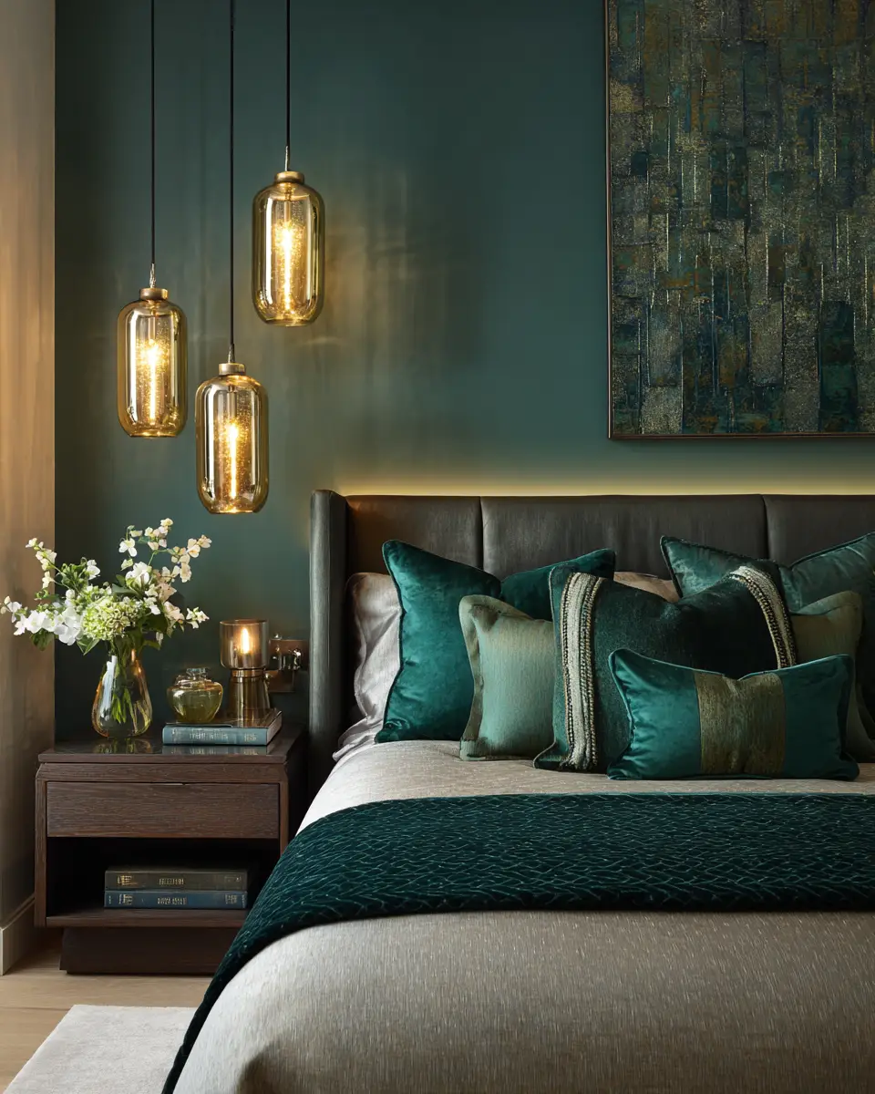 Emerald Green Coastal Bedroom Decor Ideas