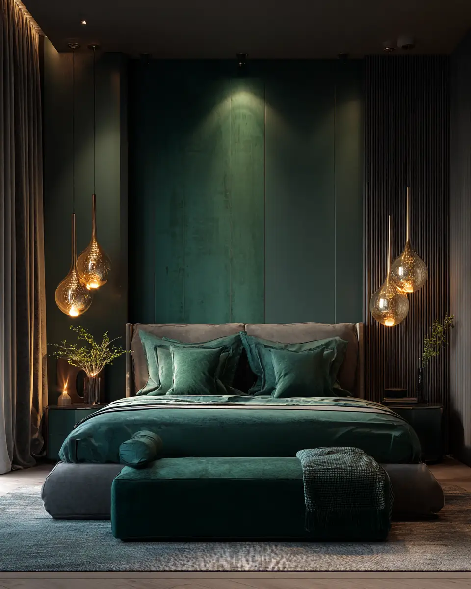 Emerald Green Coastal Bedroom Decor Ideas