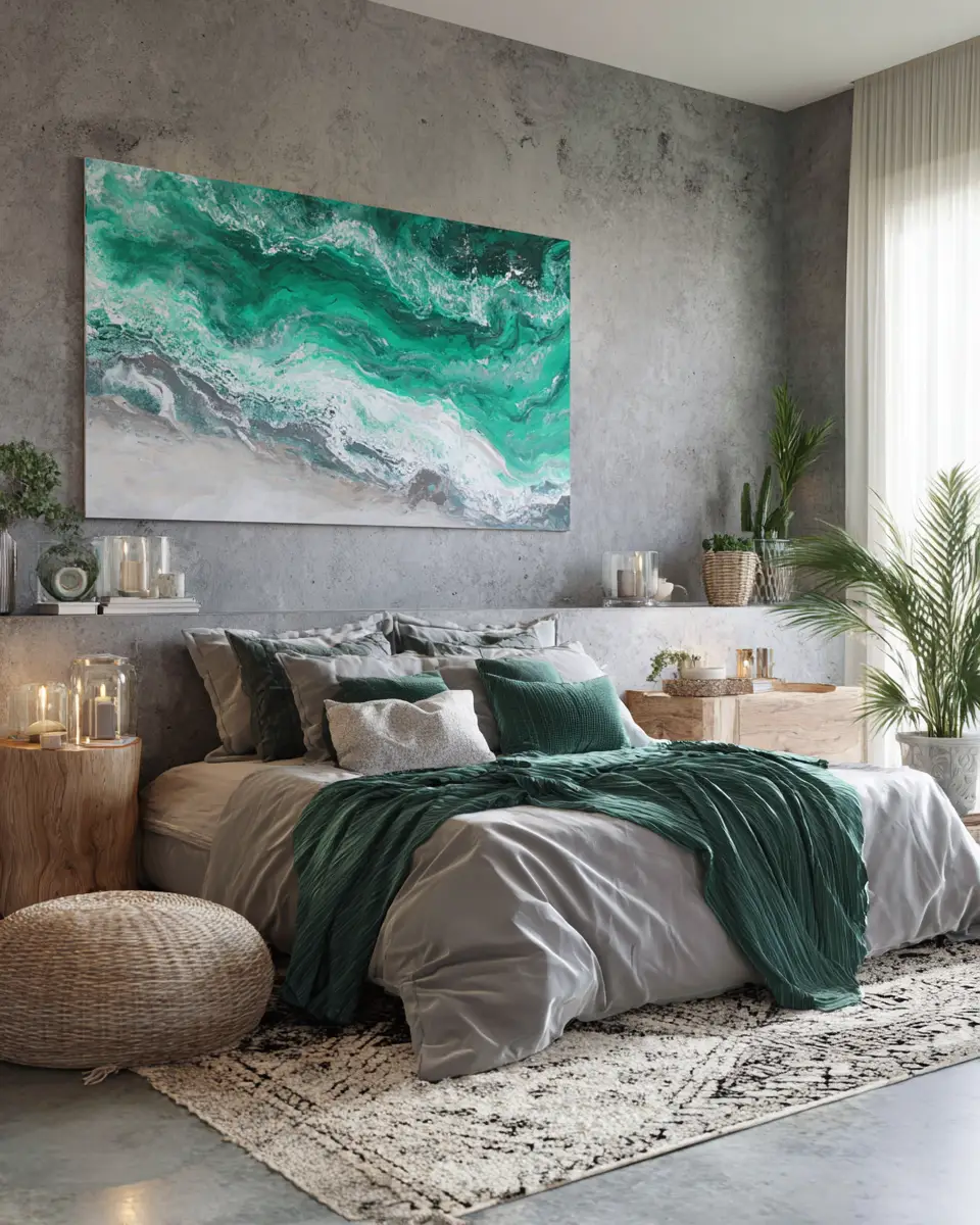 Emerald Green Coastal Bedroom Decor Ideas
