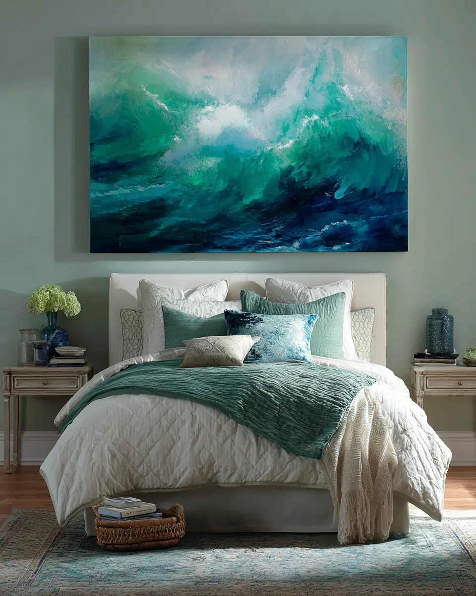 Emerald Green Coastal Bedroom Decor Ideas
