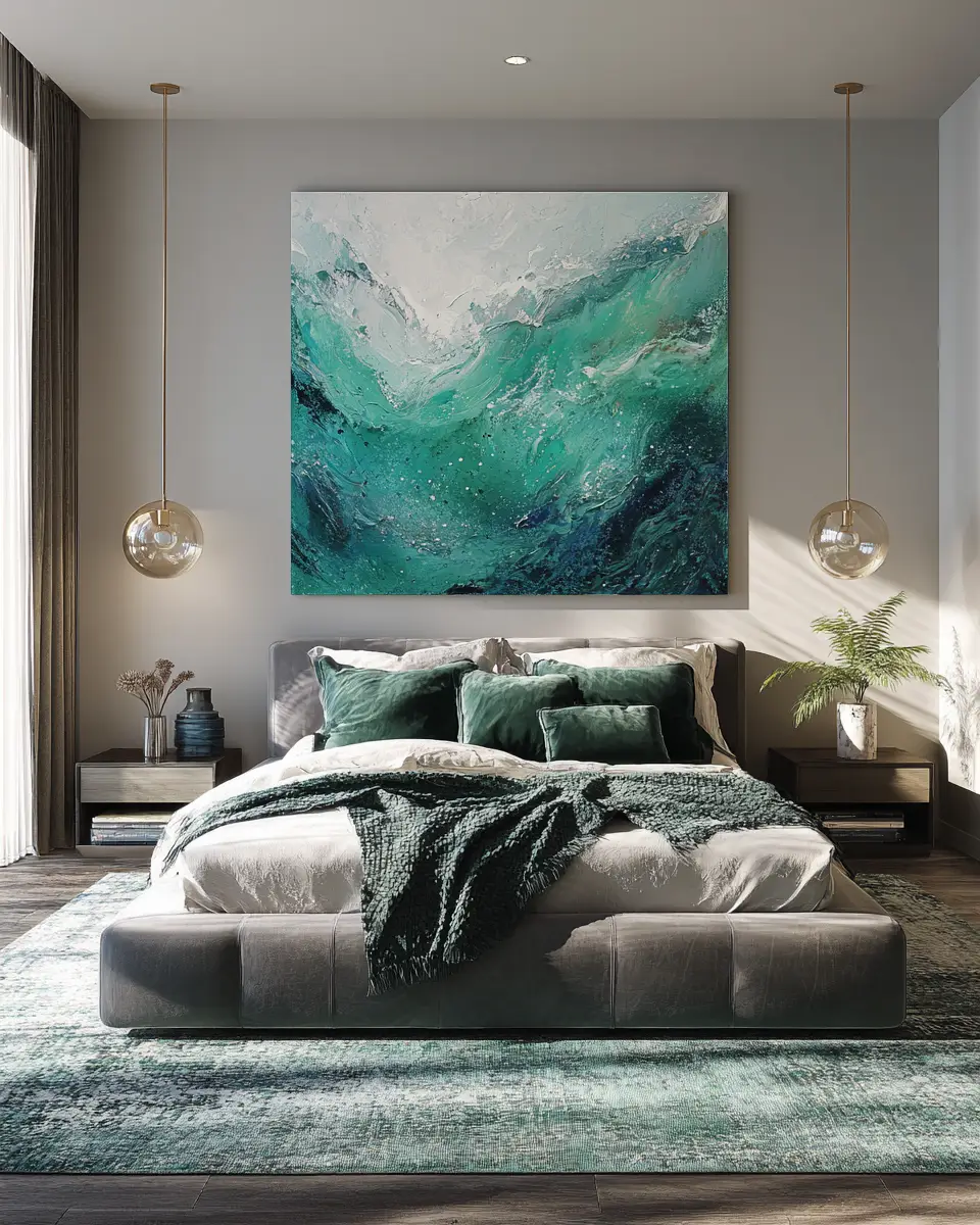 Emerald Green Coastal Bedroom Decor Ideas