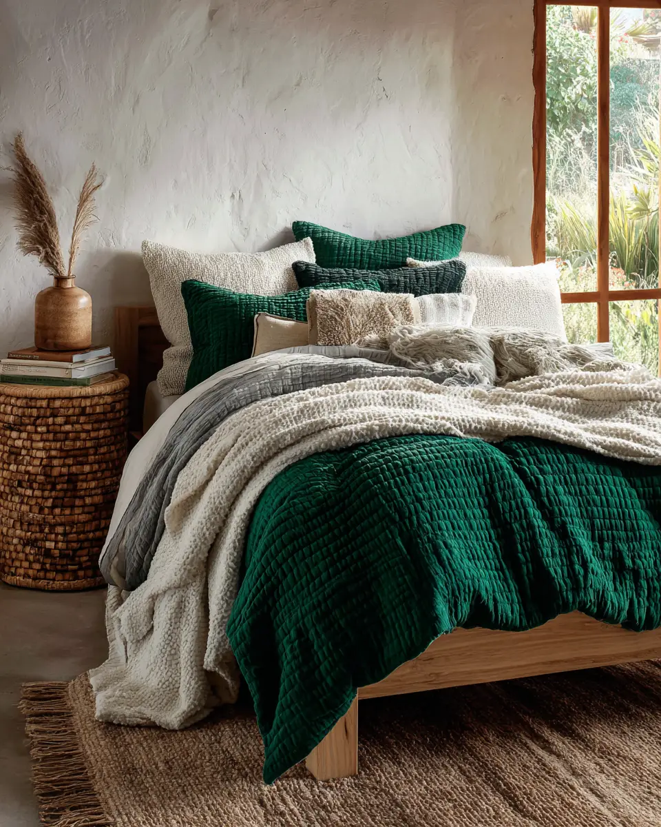 Emerald Green Coastal Bedroom Decor Ideas