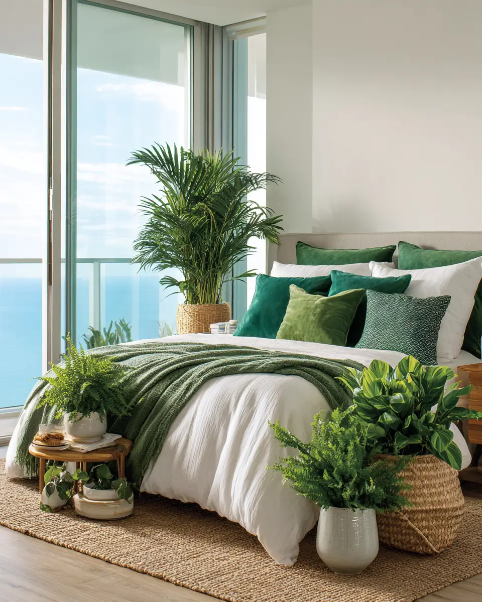 Emerald Green Coastal Bedroom Decor Ideas