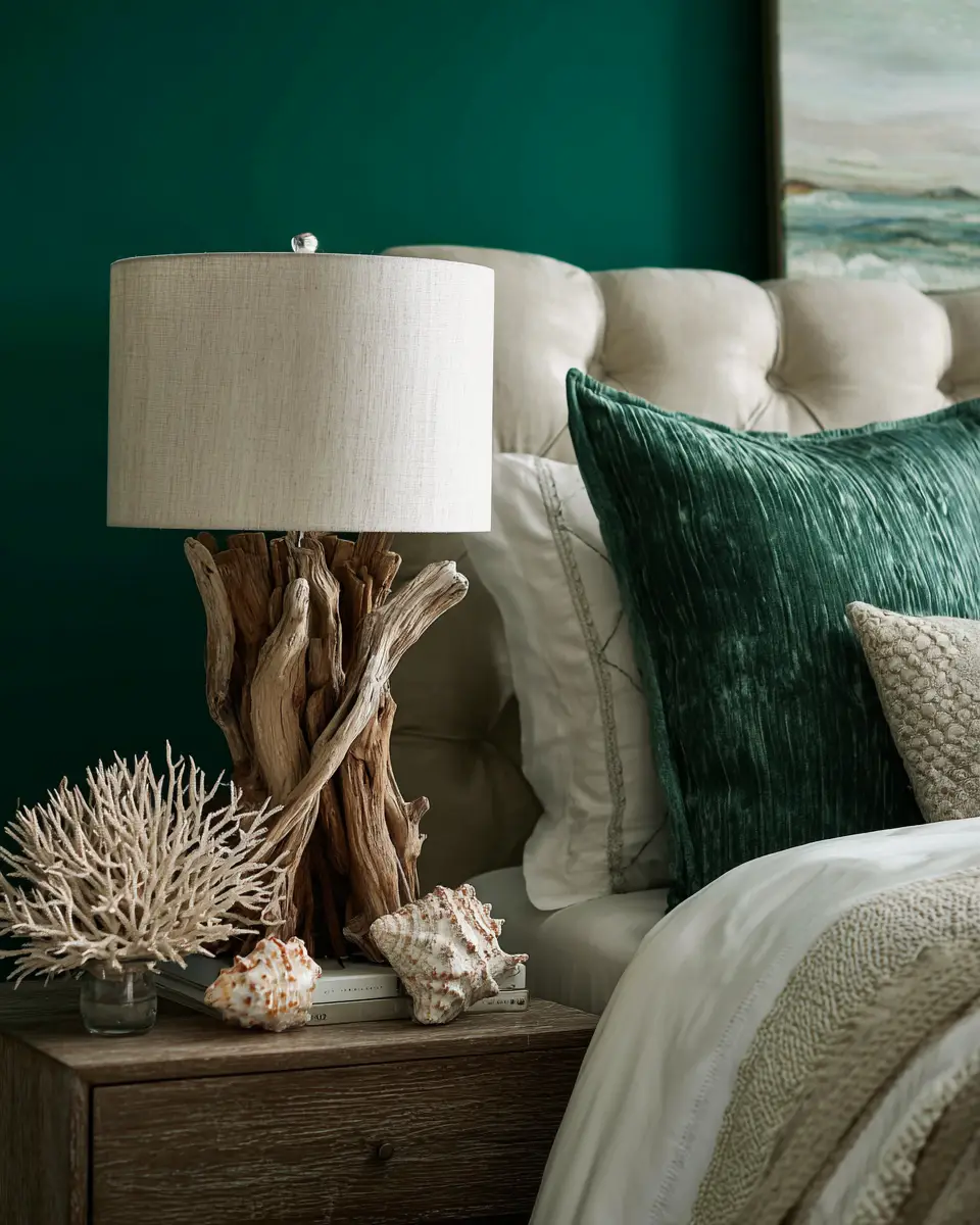 Emerald Green Coastal Bedroom Decor Ideas