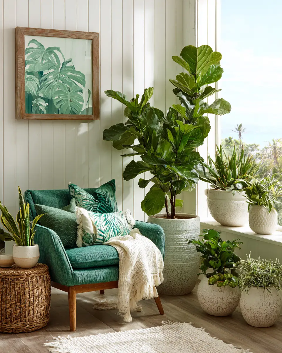 Emerald Green Coastal Bedroom Decor Ideas