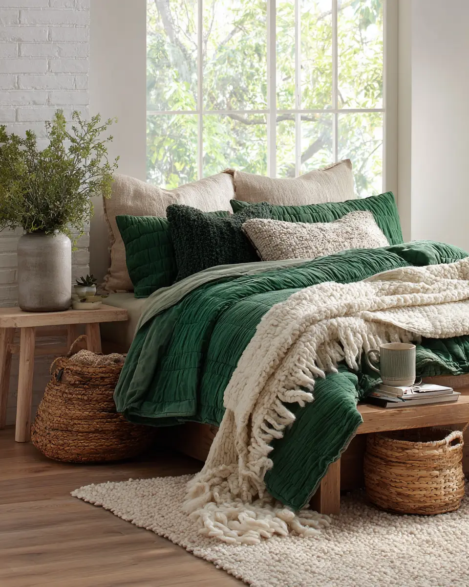 Emerald Green Coastal Bedroom Decor Ideas