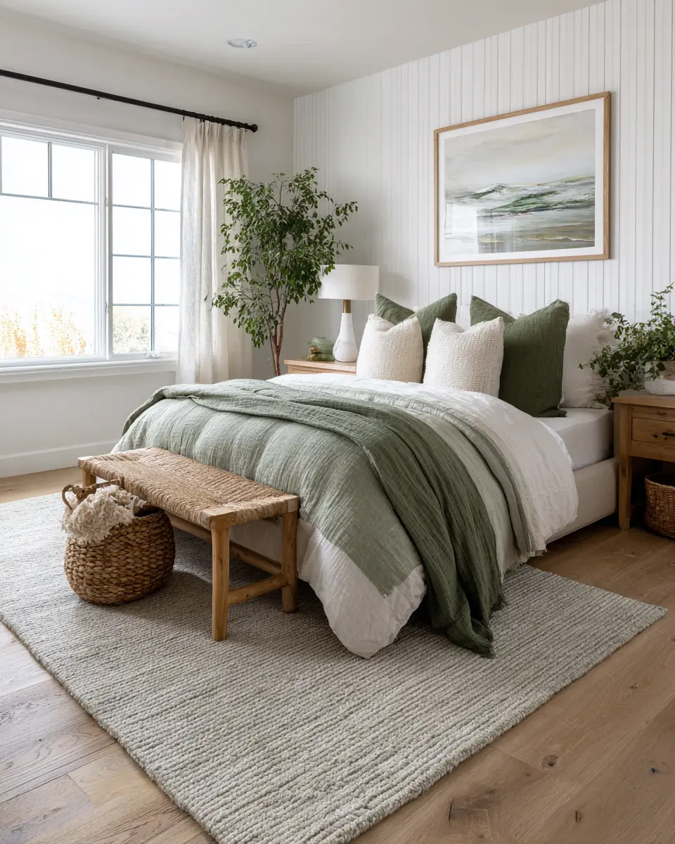 Emerald Green Coastal Bedroom Decor Ideas