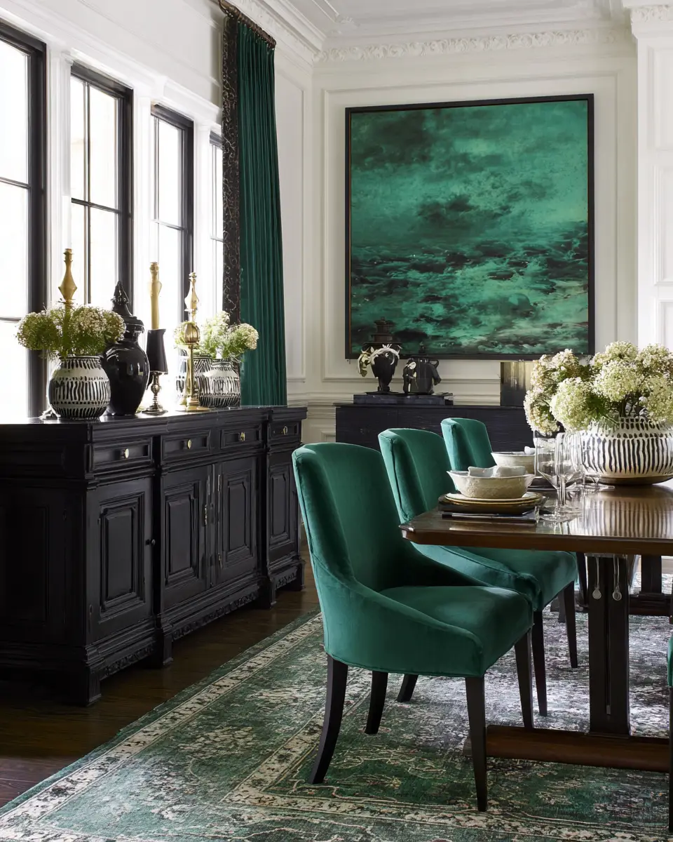 Emerald Green Dining Room Decor Ideas