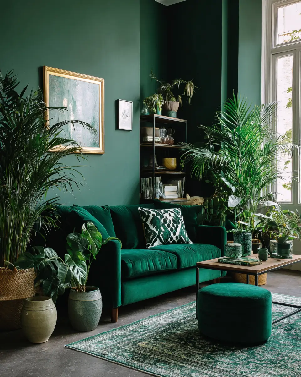 Emerald Green Eclectic Living Room Decor Ideas