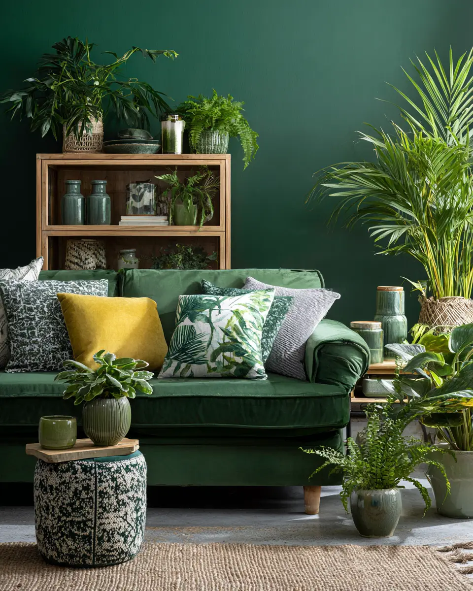 Emerald Green Eclectic Living Room Decor Ideas