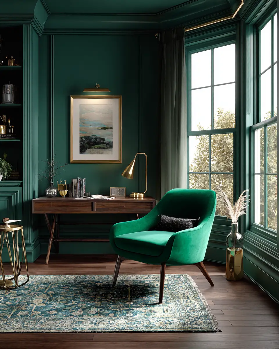 Emerald Green Eclectic Living Room Decor Ideas