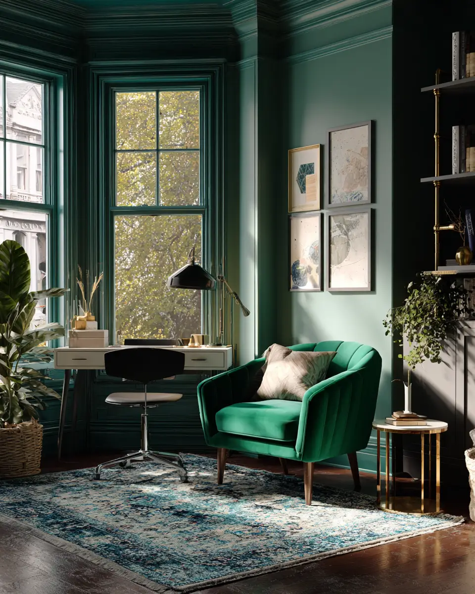 Emerald Green Eclectic Living Room Decor Ideas