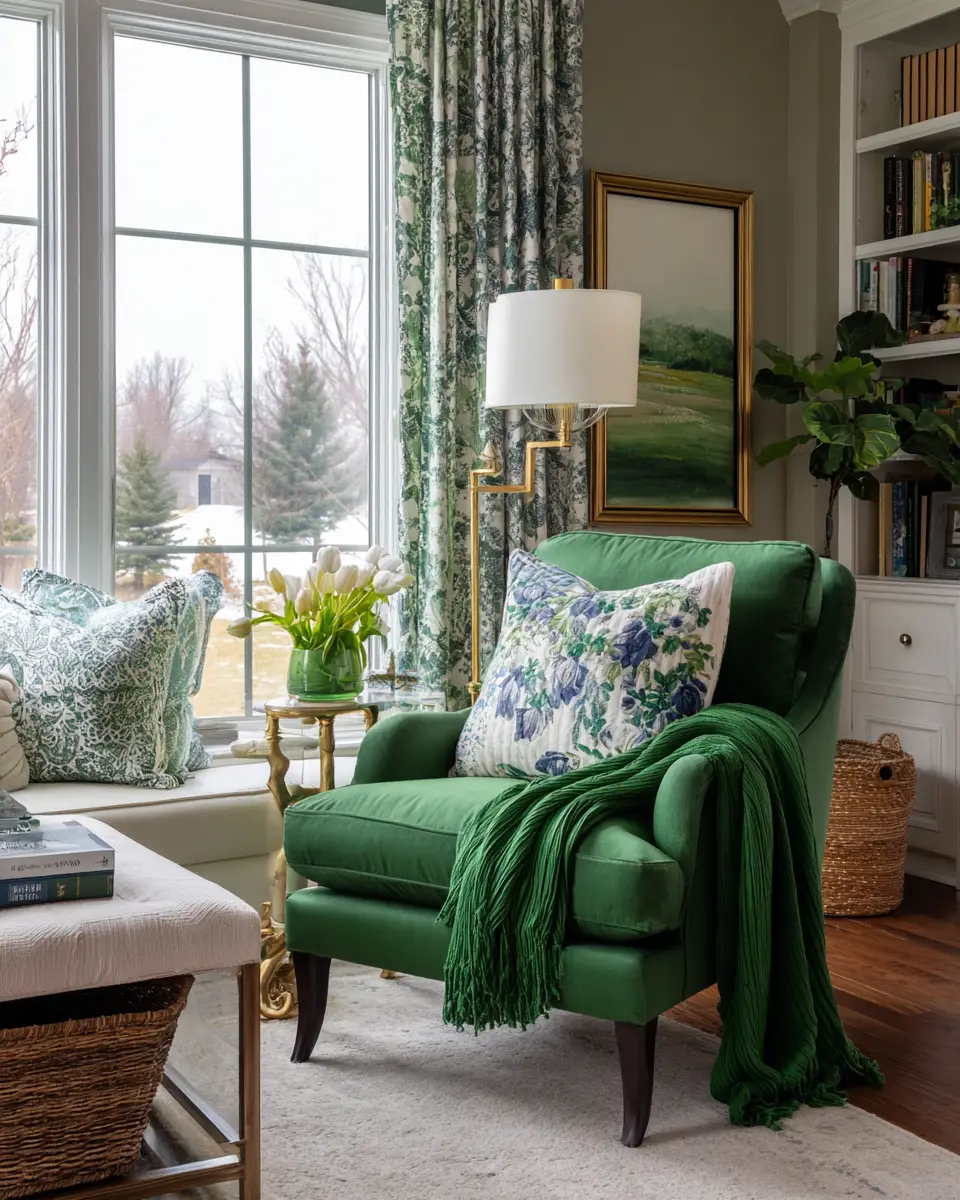 Emerald Green Eclectic Living Room Decor Ideas