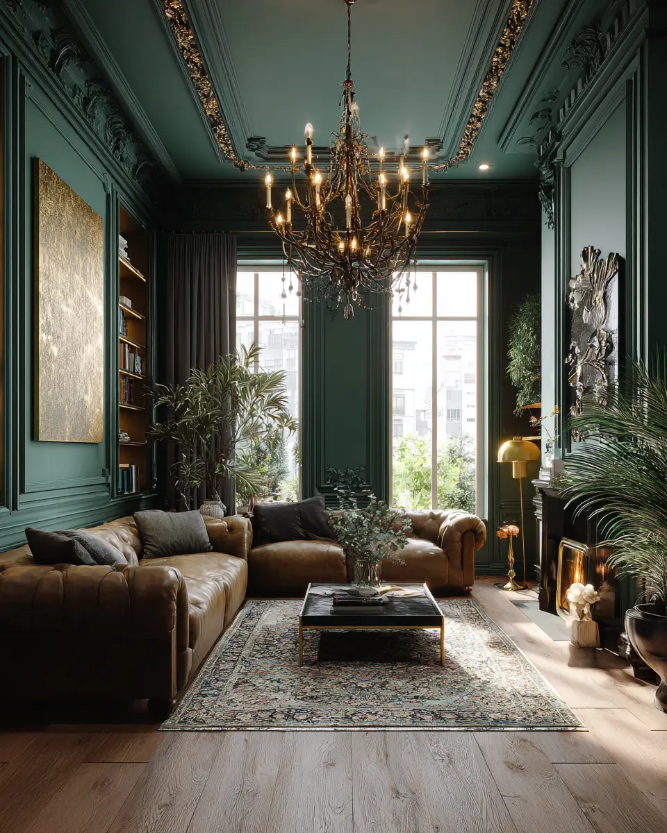 Emerald Green Eclectic Living Room Decor Ideas
