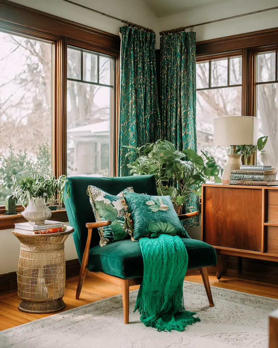 Emerald Green Eclectic Living Room Decor Ideas