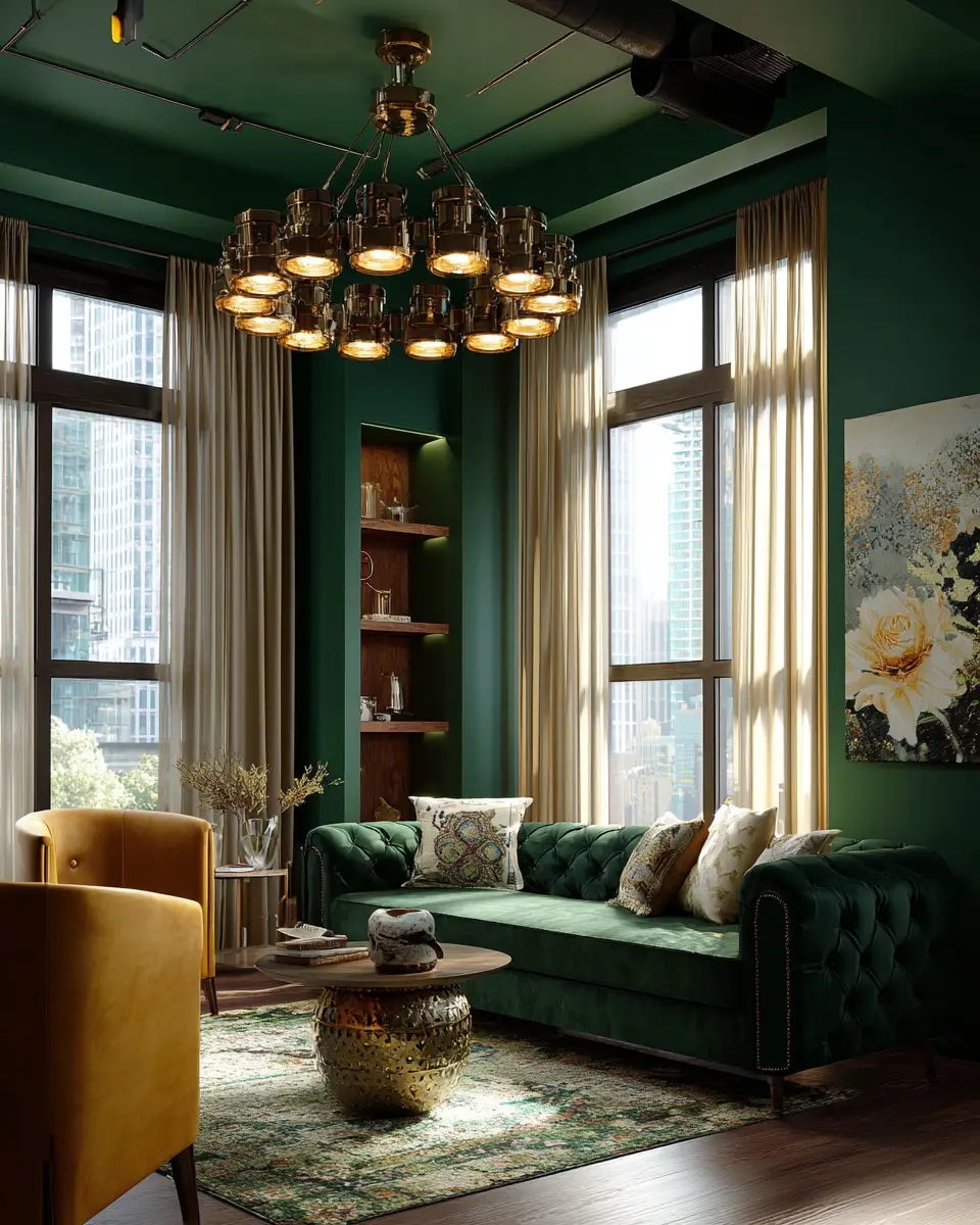 Emerald Green Eclectic Living Room Decor Ideas