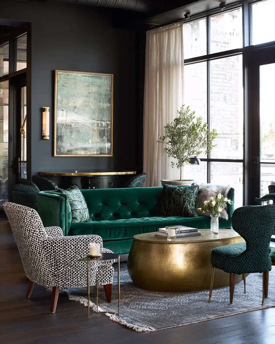 Emerald Green Eclectic Living Room Decor Ideas