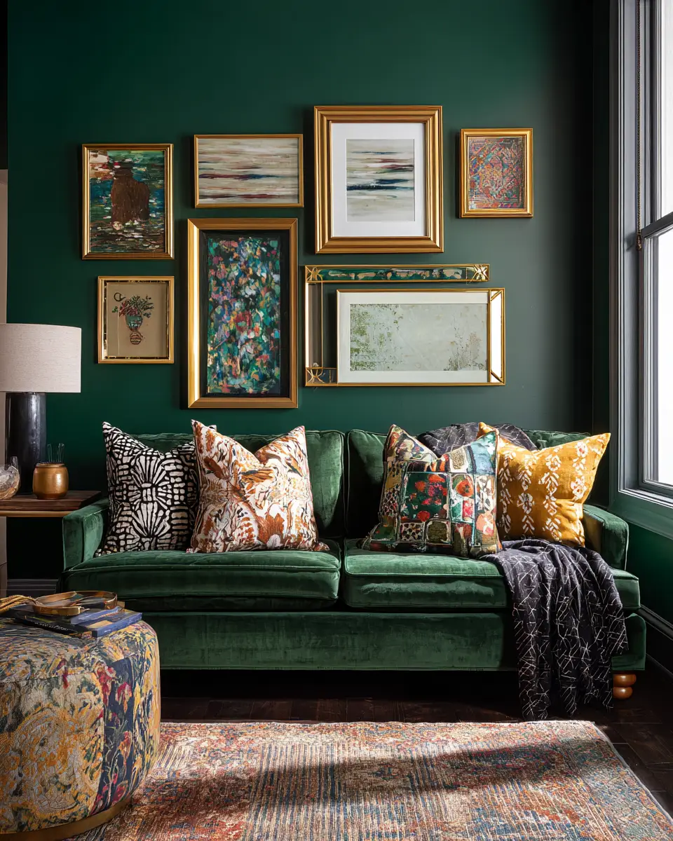 Emerald Green Eclectic Living Room Decor Ideas
