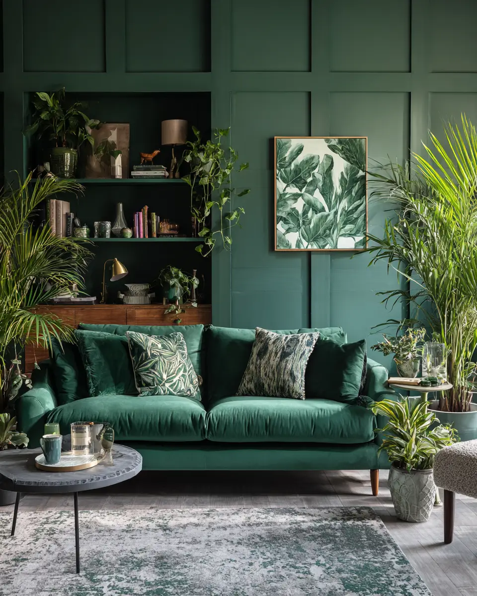Emerald Green Eclectic Living Room Decor Ideas