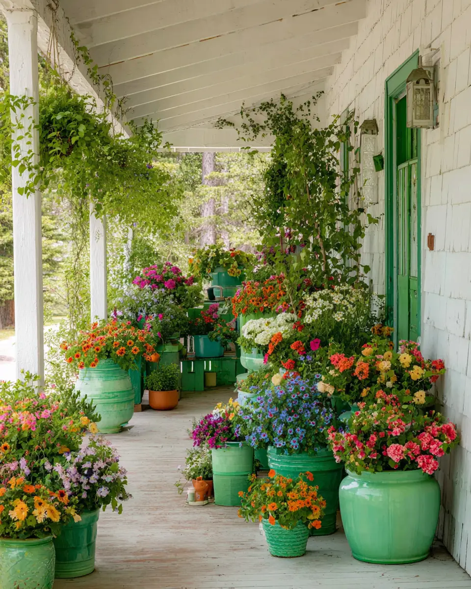 Emerald Green Farmhouse Porch Decor Ideas