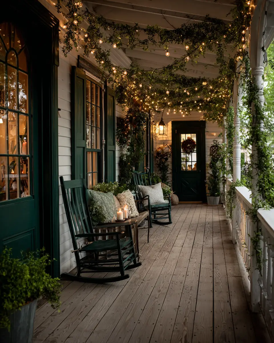 Emerald Green Farmhouse Porch Decor Ideas