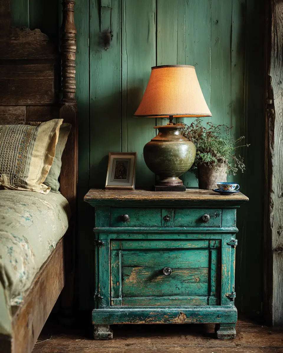 Emerald Green Rustic Bedroom Decor Ideas - Featured