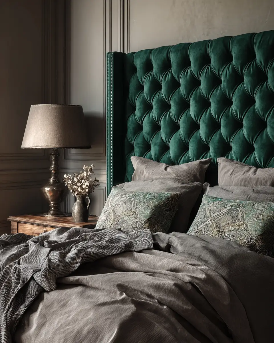 Emerald Green Rustic Bedroom Decor Ideas