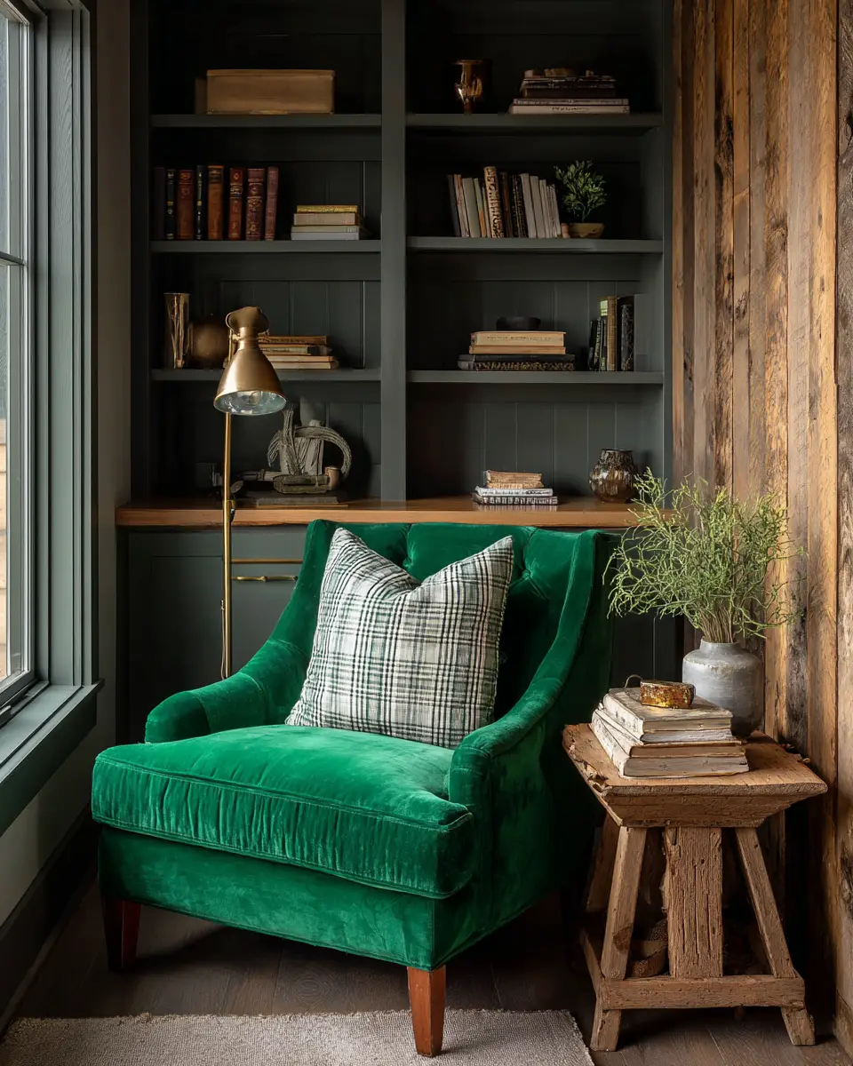 Emerald Green Rustic Bedroom Decor Ideas