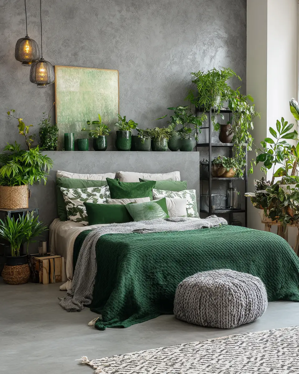 Emerald Green Rustic Bedroom Decor Ideas