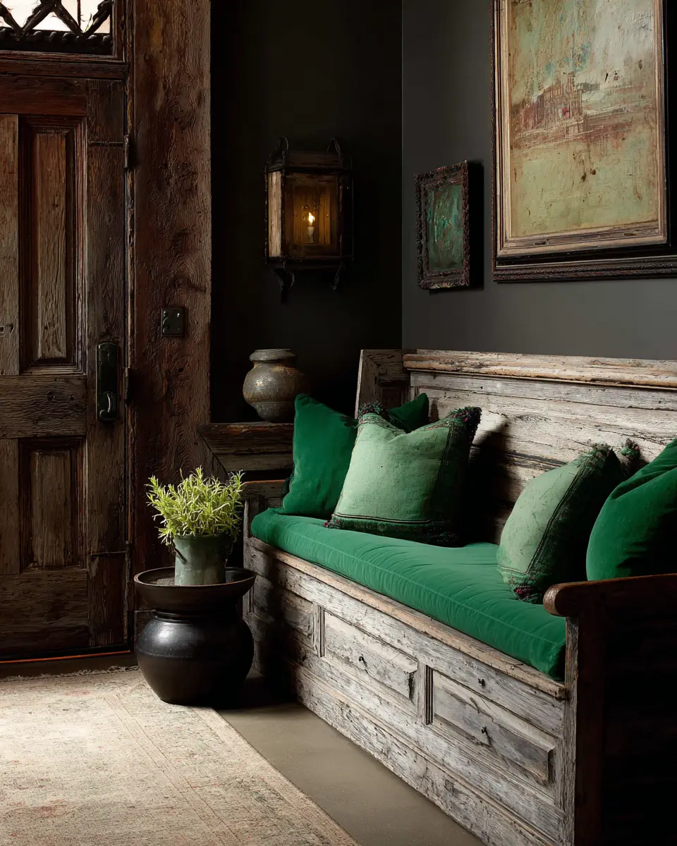 Emerald Green Rustic Entryway Decor Ideas - Featured